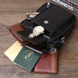 Men'S Genuine Leather Crossbody Bag - Adjustable Strap, Multiple Compartments, Zipper Closure, Black & Brown Options, Perfect for Everyday Use, Secure Travel Bag | Sleek Shoulder Bag | Durable Zipper Closure, Busy Professionals, Small Crossbody Bag, Mini Shoulder Bag for Men, Chains for Cross Bag, Wallet Crossbody Bag for Men, Business Travelers