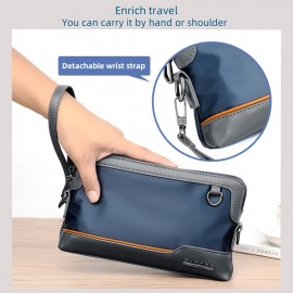 Men'S Premium Oxford Fabric Crossbody Bag with Adjustable Strap - Multi-Compartment Casual Shoulder Bag for Everyday Commute & Outings, Royal Blue with Orange Accents - Ideal Gift for Boyfriend & Family, Crossbody Purse, Versatile Travel Purse, Modern Accessory, Durable Construction, Compact Purse, Urban Commuters, Daily Essentials, Sleek Design, Sturdy Construction, Urban Professionals