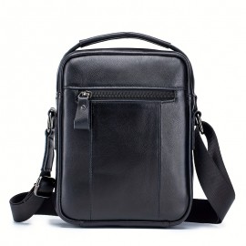 Double-layer business crossbody bag, portable shoulder bag casual bag, unisex Genuine Leather crossbody, top layer Genuine Leather square bag, Genuine Leather single-shoulder handbag, suitable for Valentine's Day, Teacher's Day, back-to-school, graduation, and Christmas gifts