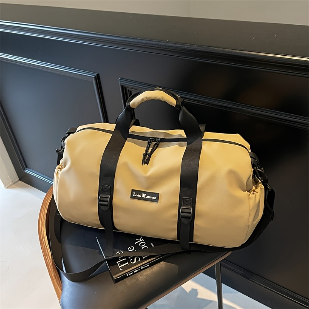 Men's Large Capacity Gym Duffel Bag - Sleek Black Adjustable Shoulder Straps, Durable Fabric for Travel, Business & Daily Commute - Spacious Sport Bag with Multiple Compartments, Gym Bag, Highend Texture, Workout Gear, Modern Design, Premium Material, Fitness Enthusiasts