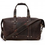 Men's Genuine Leather Travel Duffel Bag, 20 Inch Vintage Carry-On, Large Capacity, Commuter Style, No Wash, Adjustable Strap, Unprinted, Handheld & Shoulder Bag