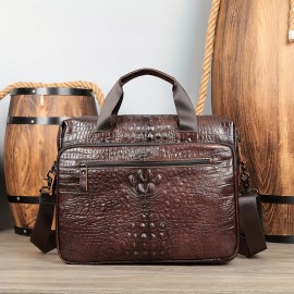 [Cowhide Leather | Briefcase] 14inch Cowhide Leather Men's Briefcase | Business HandBag Laptop Computer Bag Crossbody Bag | Men's Shoulder Bag Husband Gift