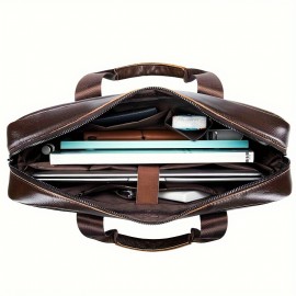Leather Crossbody Bag, Men's Briefcase, Portable Shoulder Bag, Top Layer Leather File Bag, Large Leather Tote Bag, Leather Computer Bag, Suitable for Valentine's Day, Teacher's Day, Back to School, Graduation and Christmas Gifts