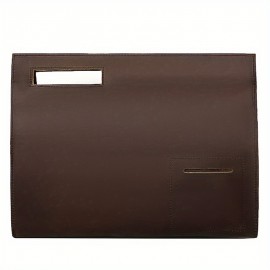 Vintage Genuine Leather Briefcase - Retro A4 Document Holder, Stylish Shoulder & Crossbody Bag for Men, Deep Brown Crazy Horse Leather with Golden Buckle, Perfect for Daily Commute & Professional Use, Leather Purse