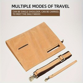 Vintage Genuine Leather Briefcase - Retro A4 Document Holder, Stylish Shoulder & Crossbody Bag for Men, Deep Brown Crazy Horse Leather with Golden Buckle, Perfect for Daily Commute & Professional Use, Leather Purse