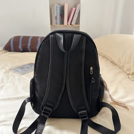 Women's Cute Backpack - Lightweight Mini Daypack with Adjustable Strap & Zipper Closure, Compact Everyday Bag for School, Travel, Work - Durable Nylon Backpack in Black/, Hand Washable, Mini Backpack, Casual Outings, Trendy Accessory, Easy Maintenance, Versatile Carryall, Daily Commute, Minimalist Design, Sturdy Construction, Student Essentials