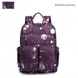 Women's Large Capacity Backpack - Stylish Purple Cosmic galaxy Backpack with Multiple Compartments, Heavy-Duty Nylon School Bag, Laptop Backpack for Women & Teens, Travel, College, Work - Space-Themed Organizer