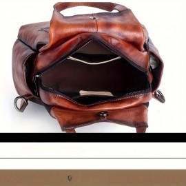 Vintage-Inspired Large Capacity Black Leather Backpack with Floral & Butterfly Design - Adjustable Strap, Zipper Closure, Polyester Lining, Urban Style, Trendy Fashion Backpack|Vintageinspired Backpack|Durable Backpack