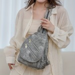 Vintage-Inspired Blue PU Backpack with Adjustable Straps & Multiple Pockets - Durable Everyday Use, Hand Washable Lining, Zipper Closure, Everyday Backpack|Vintageinspired Backpack|Durable Backpack