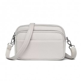 Women'S Genuine Leather Crossbody Bag - Large Capacity Retro Square Handbag with Detachable Strap, Golden-Tone Hardware & Zipper Closure, Elegant White/Black/Coffee/Green/Blue - Versatile Everyday & Special Occasion Purse, Durable Cowhide Leather Sh