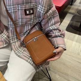 Women'S Mini Crossbody Bag | Genuine Leather | Beige | Zipper Closure | Adjustable Strap | Multi-Color Options | Durable & Stylish for Everyday Use, Small Crossbody Bag