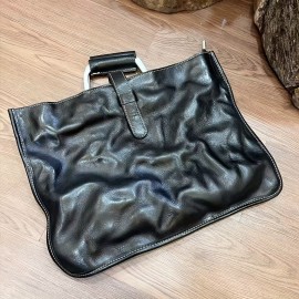 QWQ Men'S Genuine Leather Slim Briefcase Bag - Vintage Handmade Top Grain Shoulder Crossbody Satchel with Double Handles, Deep Brown, Durable & Stylish for Work, Travel, or Everyday Use, Travel Accessory, Classic Design, Sturdy Construction, Briefcase Men, Mens Tote Bag, Tote Bag, Tote Bags, Travel Accessories, Travel Bag, Work Bag