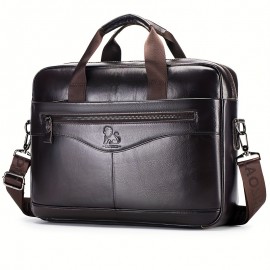 Leather Crossbody Bag, Men's Briefcase, Portable Shoulder Bag, Top Layer Leather File Bag, Large Leather Tote Bag, Leather Computer Bag, Suitable for Valentine's Day, Teacher's Day, Back to School, Graduation and Christmas Gifts