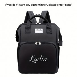 Personalized Embroidery Diaper Bag for Women, Large Capacity Mommy Backpack with Portable Foldable Design, Lightweight Travel Bag with Stroller Straps, Custom Name for Maternity, Hospital, Vacation, Outing