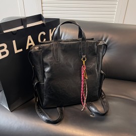 Vintage-Inspired Large Capacity Women'S Backpack - Adjustable Straps, Zipper Closure, Synthetic, Polyester Lining, Solid Color, Travel & Commute Bag, Commute Bag | Vintageinspired Bag | Synthetic Bag, Backpack for Travel